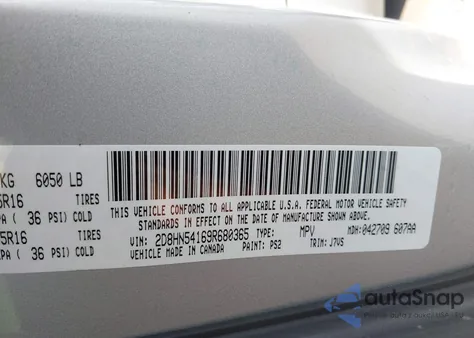 2009 Dodge Grand Caravan Sxt из США, поврежденный, VIN 2D8HN54169R680365